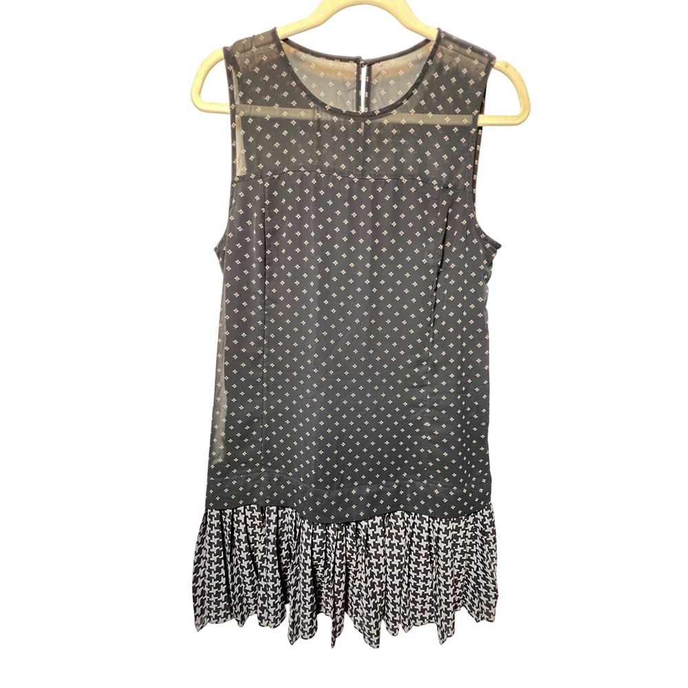 Abercrombie & Fitch Dress Size 10 Blue Sheer Sleeveless‎ Houndstooth Hem